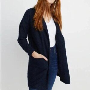 Marine Layer‎ Birdseye Open Front Knit Cardigan Sweater Relaxed Fit Navy Medium